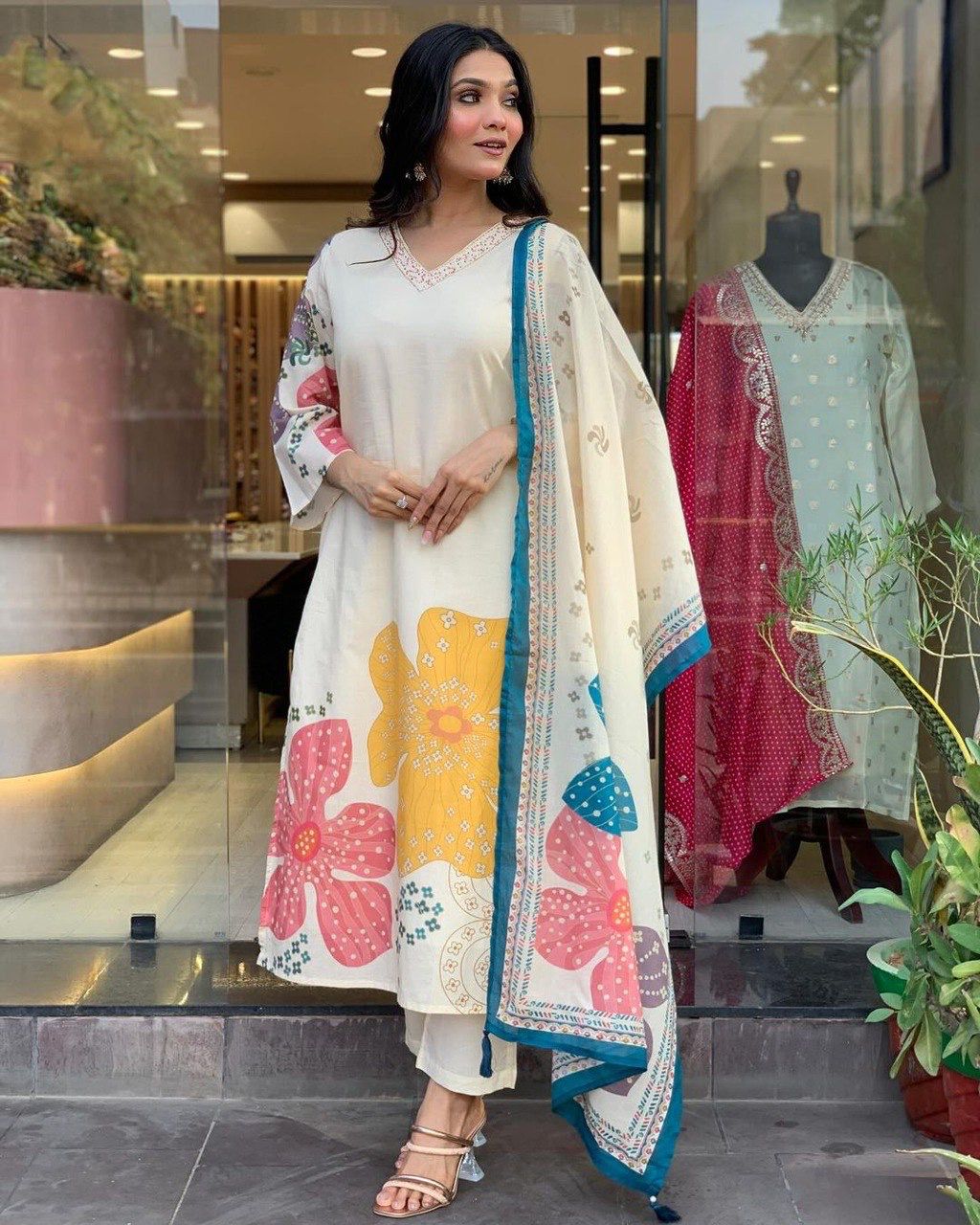 DC G56 Plus Size Muslin Digital Printed  Kurti With Bottom Dupatta Wholesale Price In Surat
